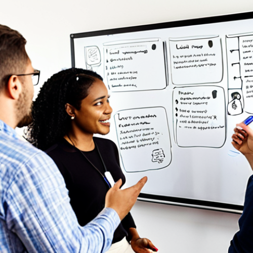 Home 16 **Image Prompt for User Feedback**:
"A diverse group of people engaged in a focus group session, discussing a digital product. Visualize a whiteboard filled with user feedback notes and sketches of app features. The atmosphere is collaborative and insightful, with participants sharing their thoughts and ideas."