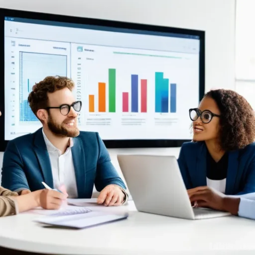 MVP 테스트에서의 결과 측정 방법 - **Prompt 1: Diverse Startup Team Analyzing Data**
A group of four diverse young professionals, t...