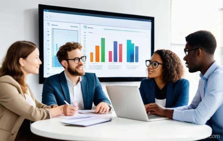 MVP 테스트에서의 결과 측정 방법 - **Prompt 1: Diverse Startup Team Analyzing Data**
A group of four diverse young professionals, t...