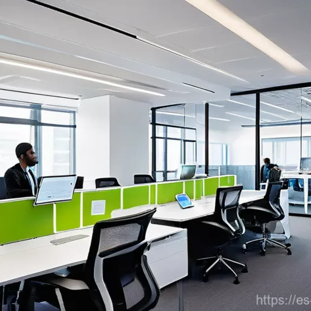 MVP 개발에서의 지식 공유의 중요성 - **Prompt: "A vibrant, panoramic view of a modern, open-plan tech office, emphasizing collaborative z...