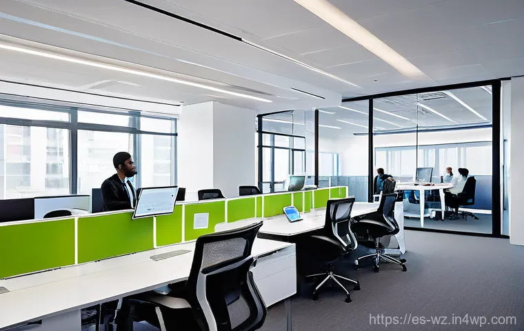 MVP 개발에서의 지식 공유의 중요성 - **Prompt: "A vibrant, panoramic view of a modern, open-plan tech office, emphasizing collaborative z...