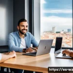 MVP와 스타트업의 비즈니스 전략 - A modern startup office scene featuring a diverse team of young Spanish entrepreneurs engaged in a f...
