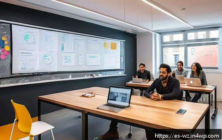 MVP의 비즈니스 사례 분석 - A modern startup office environment with a diverse, multidisciplinary team collaborating intensely a...